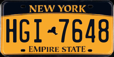 NY license plate HGI7648