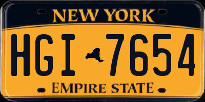 NY license plate HGI7654