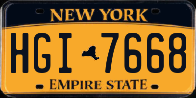 NY license plate HGI7668