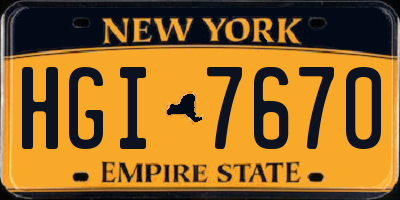 NY license plate HGI7670