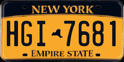 NY license plate HGI7681
