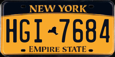 NY license plate HGI7684