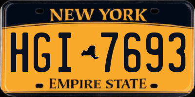 NY license plate HGI7693