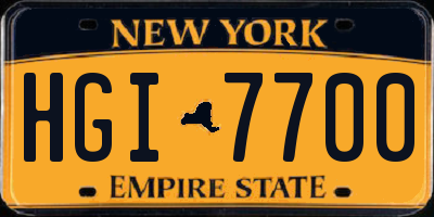 NY license plate HGI7700