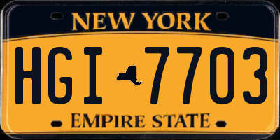 NY license plate HGI7703