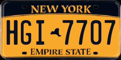 NY license plate HGI7707