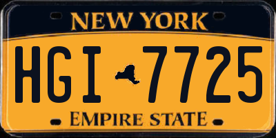 NY license plate HGI7725