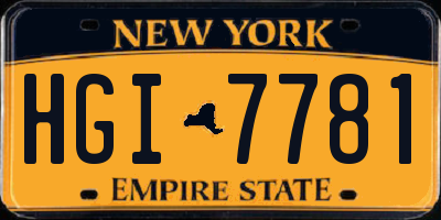 NY license plate HGI7781