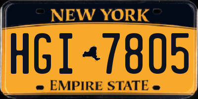 NY license plate HGI7805