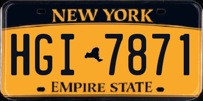 NY license plate HGI7871