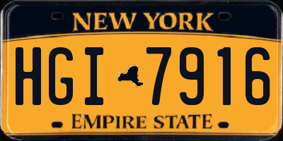 NY license plate HGI7916