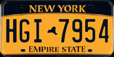 NY license plate HGI7954