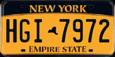 NY license plate HGI7972
