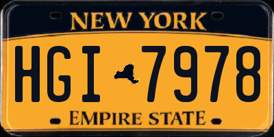 NY license plate HGI7978