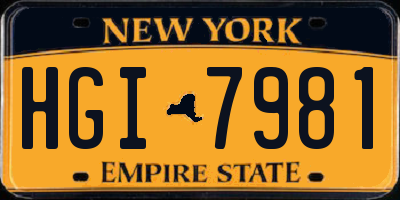 NY license plate HGI7981