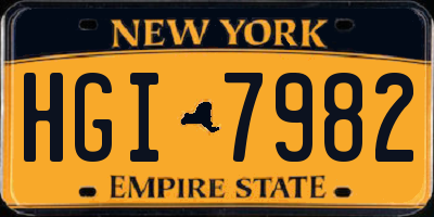 NY license plate HGI7982