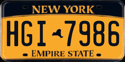 NY license plate HGI7986