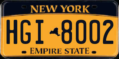 NY license plate HGI8002