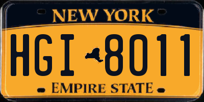 NY license plate HGI8011
