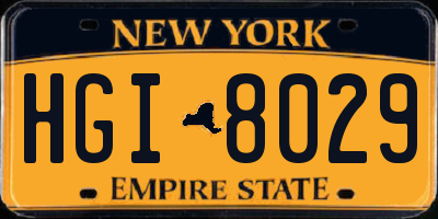 NY license plate HGI8029