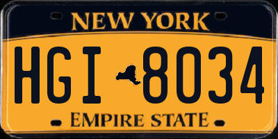 NY license plate HGI8034