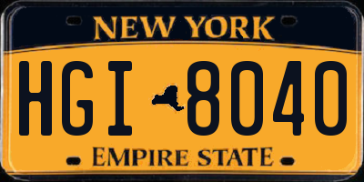 NY license plate HGI8040