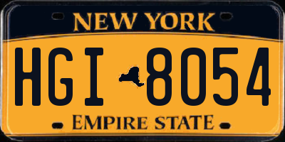 NY license plate HGI8054