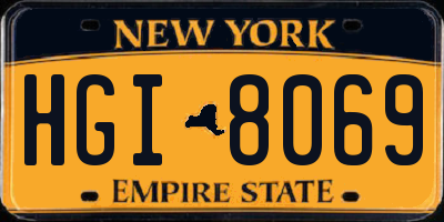 NY license plate HGI8069