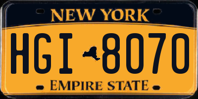 NY license plate HGI8070