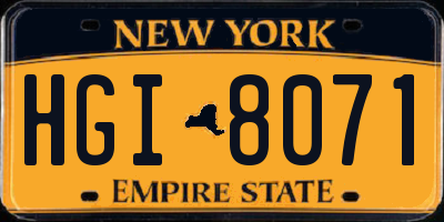 NY license plate HGI8071