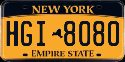 NY license plate HGI8080