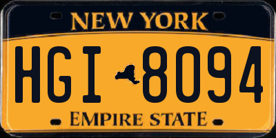 NY license plate HGI8094