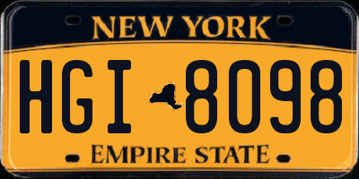 NY license plate HGI8098
