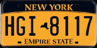 NY license plate HGI8117