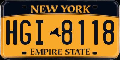 NY license plate HGI8118