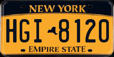 NY license plate HGI8120