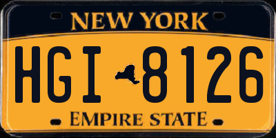 NY license plate HGI8126