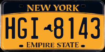 NY license plate HGI8143