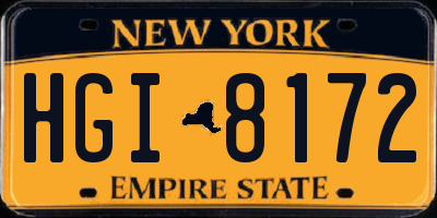 NY license plate HGI8172