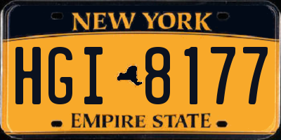 NY license plate HGI8177