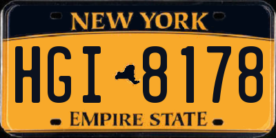 NY license plate HGI8178