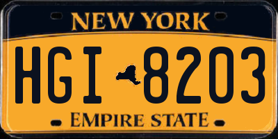 NY license plate HGI8203