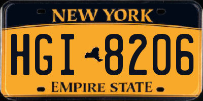 NY license plate HGI8206