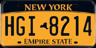 NY license plate HGI8214