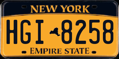 NY license plate HGI8258