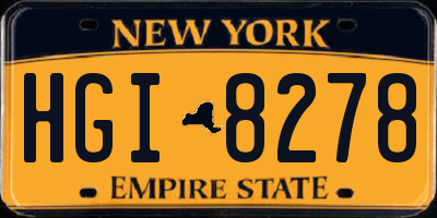 NY license plate HGI8278