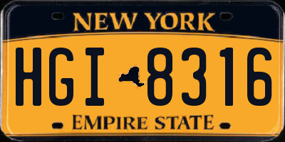 NY license plate HGI8316