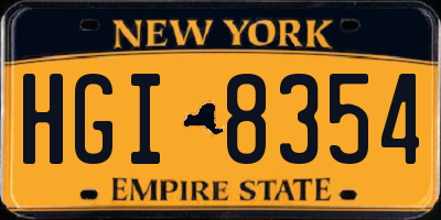 NY license plate HGI8354
