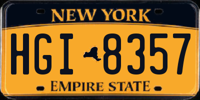 NY license plate HGI8357
