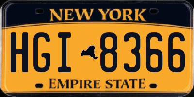 NY license plate HGI8366